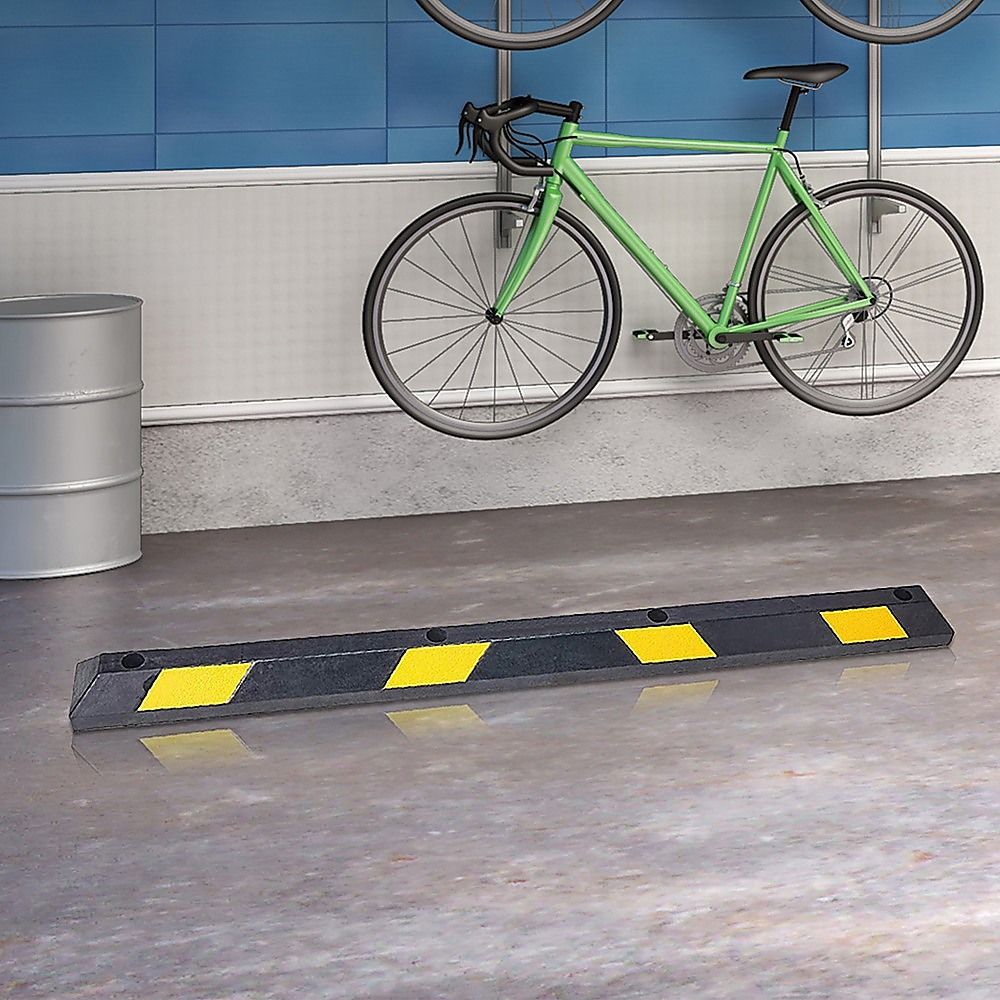 180cm Heavy Duty Rubber Curb Parking Guide Wheel Driveway Stopper Reflective Yellow