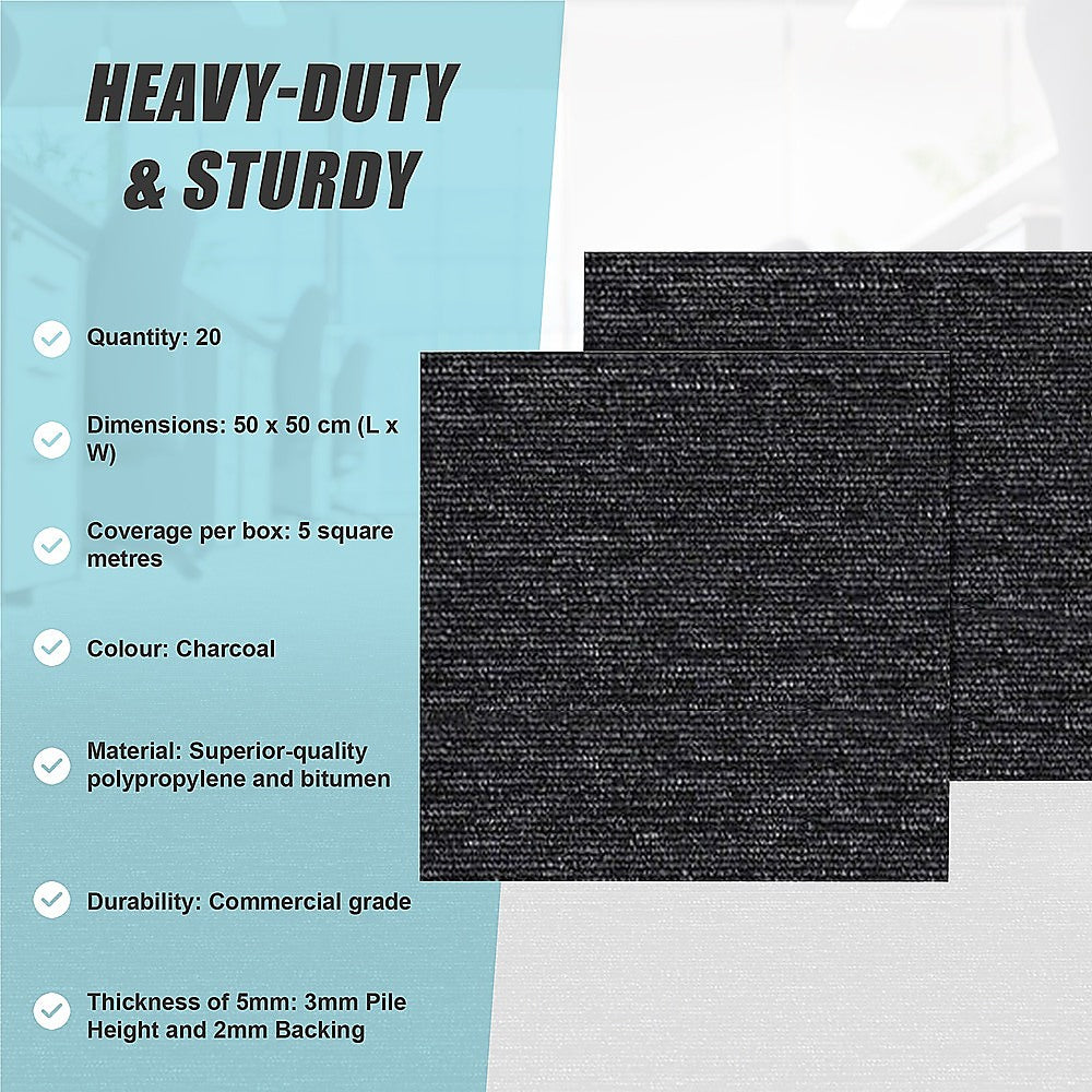 Premium Carpet Tiles Box, Charcoal