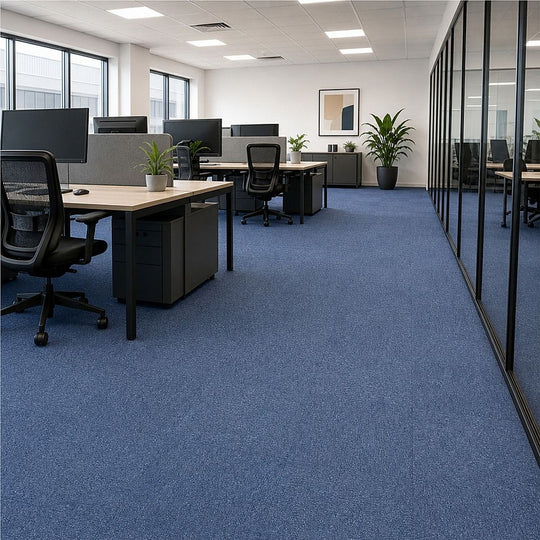 5m2 Box of Premium Carpet Tiles Commercial Domestic Office Heavy Use Flooring Blue