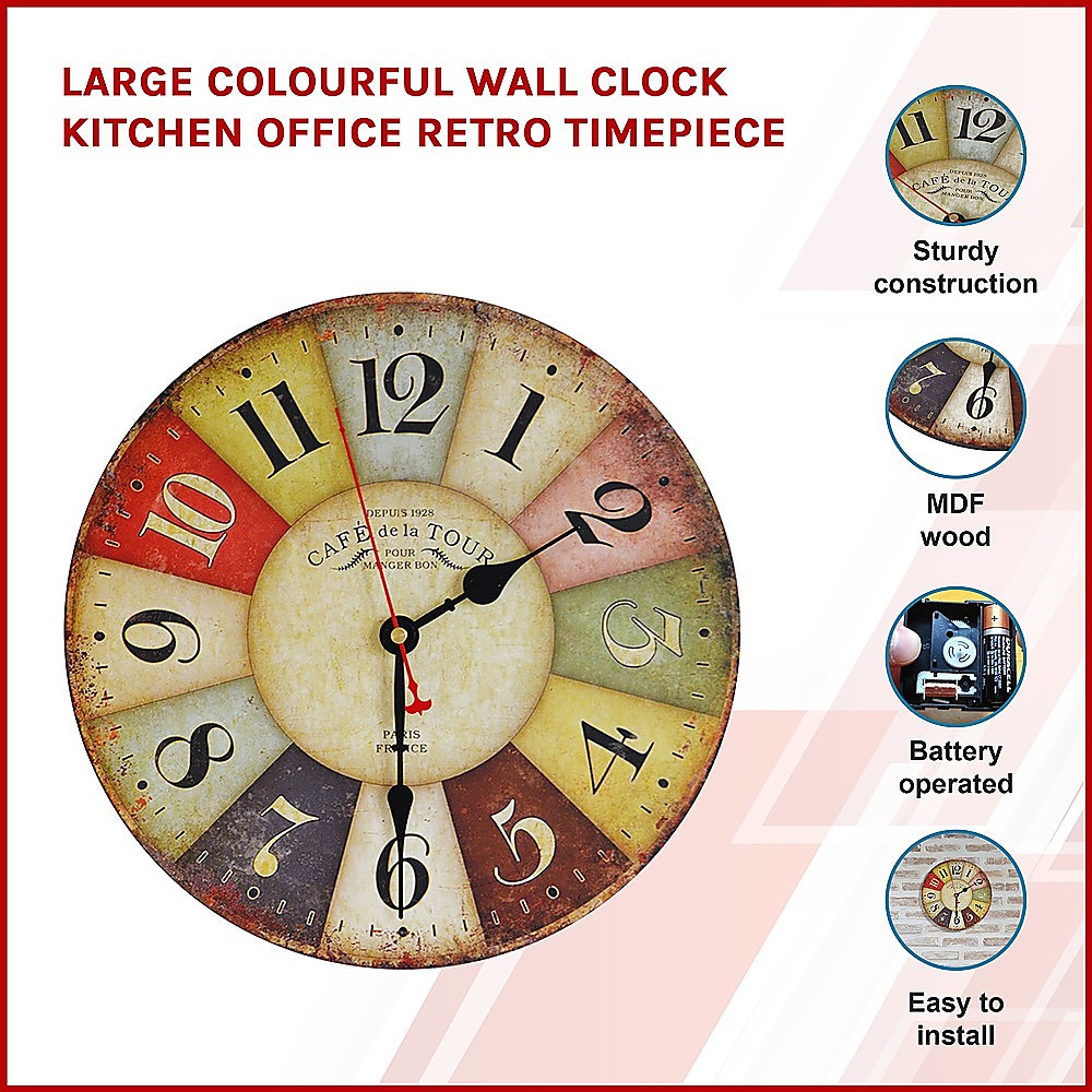 Large Colourful Wall Clock