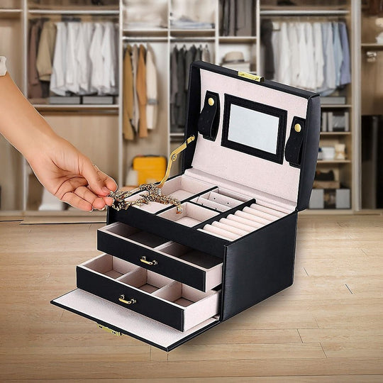 Jewellery Storage Box – Organiser Case for Rings, Necklaces and Accessories Display