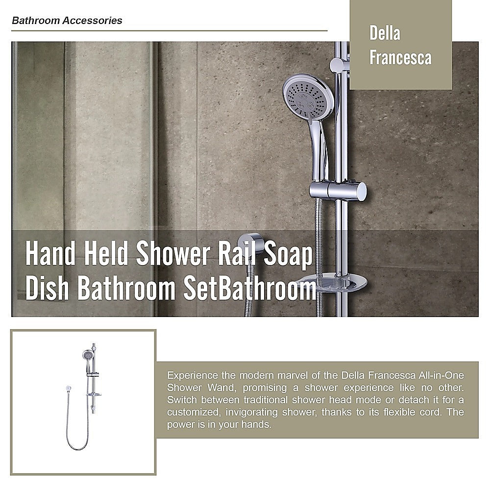 Premium Hand Held Shower Rail Soap Dish Bathroom Set