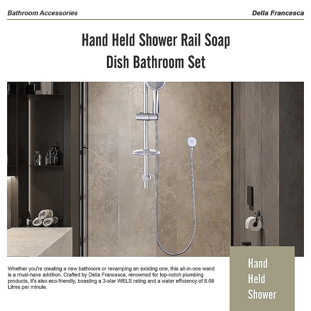 Premium Hand Held Shower Rail Soap Dish Bathroom Set