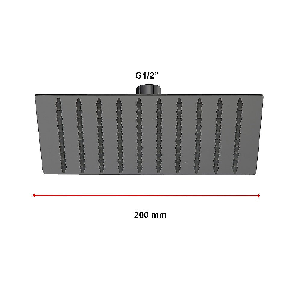 200Mm Shower Head Square 304Ss Electroplated Matte Black Finish