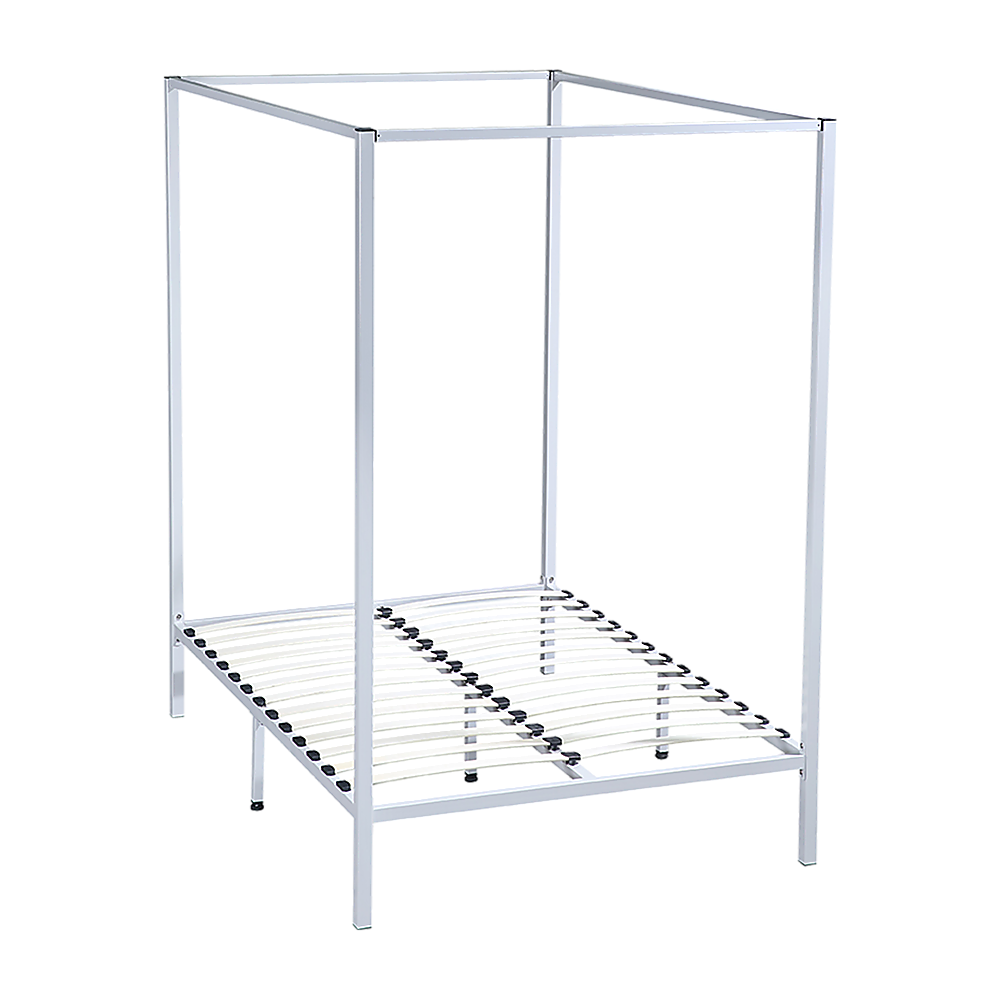 Cream colour - Double Four Poster Bed Frame Cream Metal Mattress Base