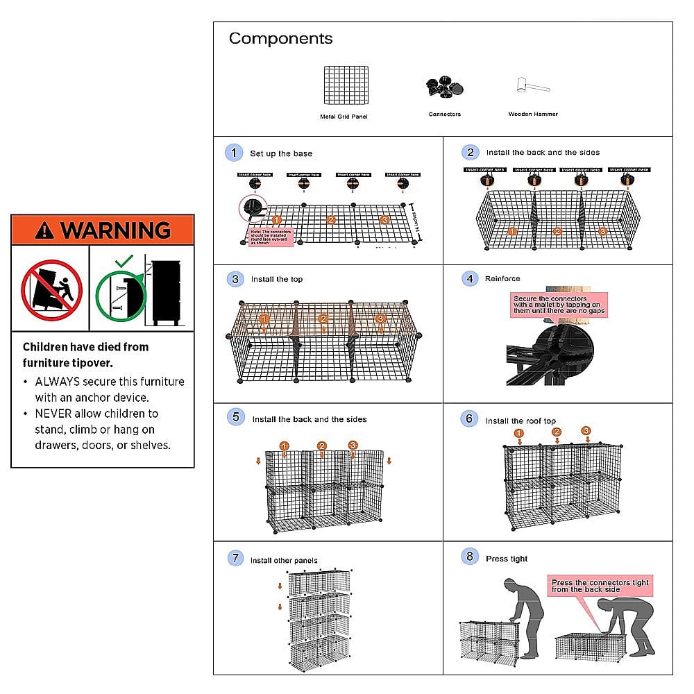 Wire Grid Bookcase Storage 35x35x35cm