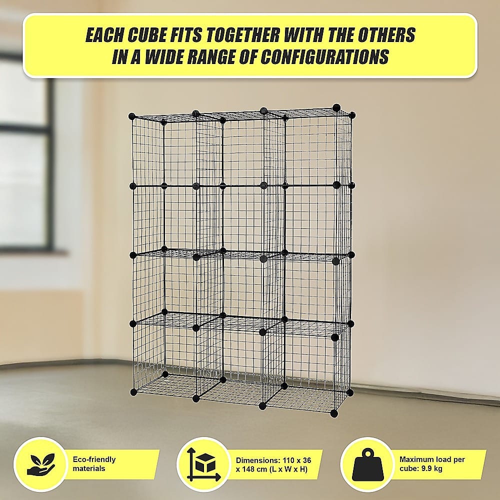 Wire Grid Bookcase Storage 35x35x35cm