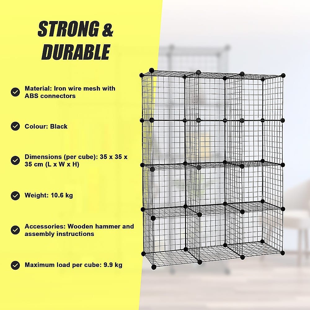 Wire Grid Bookcase Storage 35x35x35cm