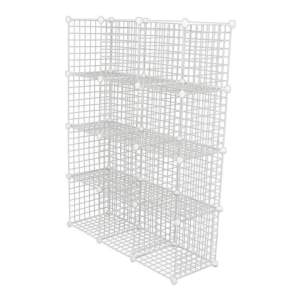 12 Cube Wire Grid Storage Cabinet - White