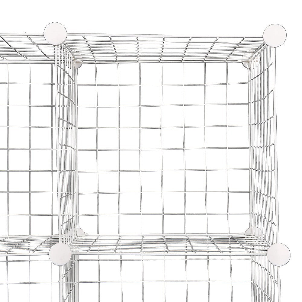 12 Cube Wire Grid Storage Cabinet - White