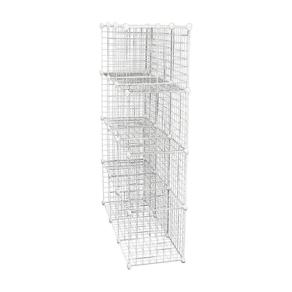 12 Cube Wire Grid Storage Cabinet - White
