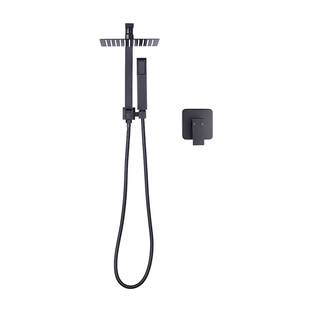 8" Rain Shower Head Set Square Dual Heads Faucet High Pressure With Mixer