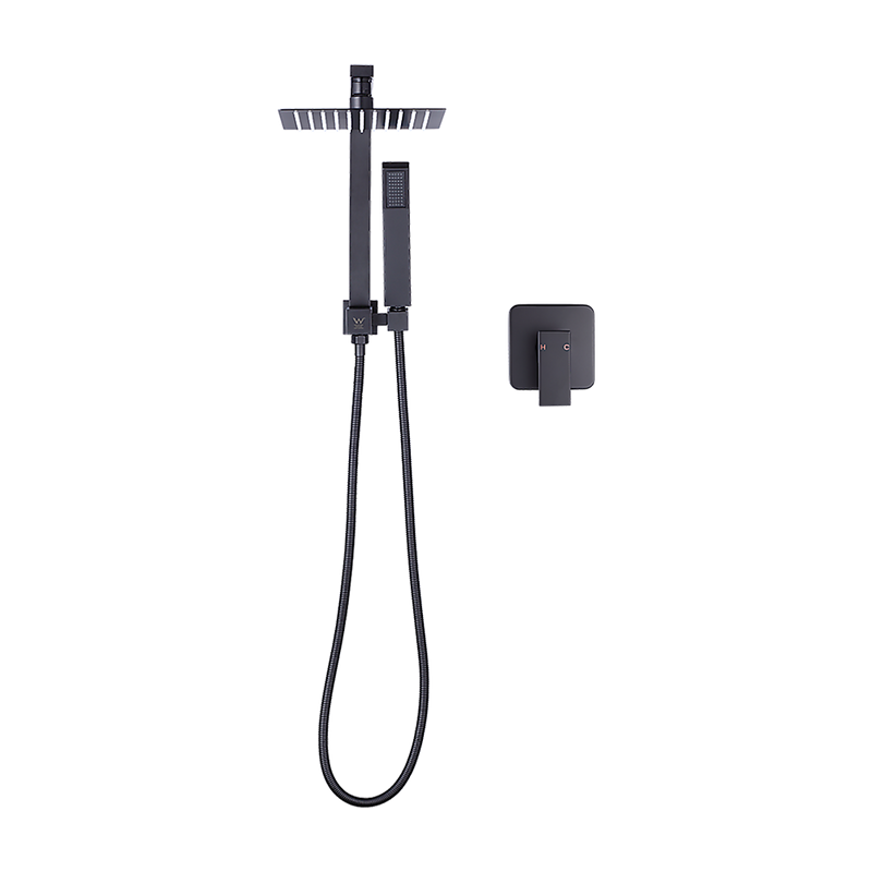 8" Rain Shower Head Set Square Dual Heads Faucet High Pressure With Mixer