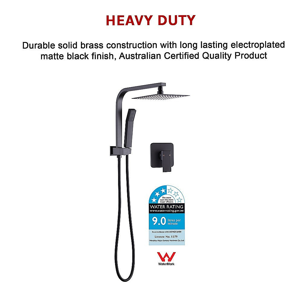 8" Rain Shower Head Set Square Dual Heads Faucet High Pressure With Mixer