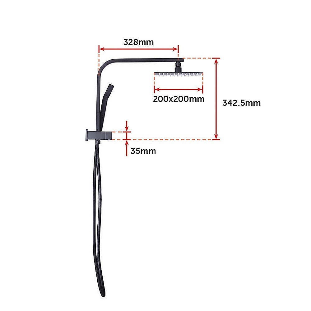 8" Rain Shower Head Set Square Dual Heads Faucet High Pressure With Mixer