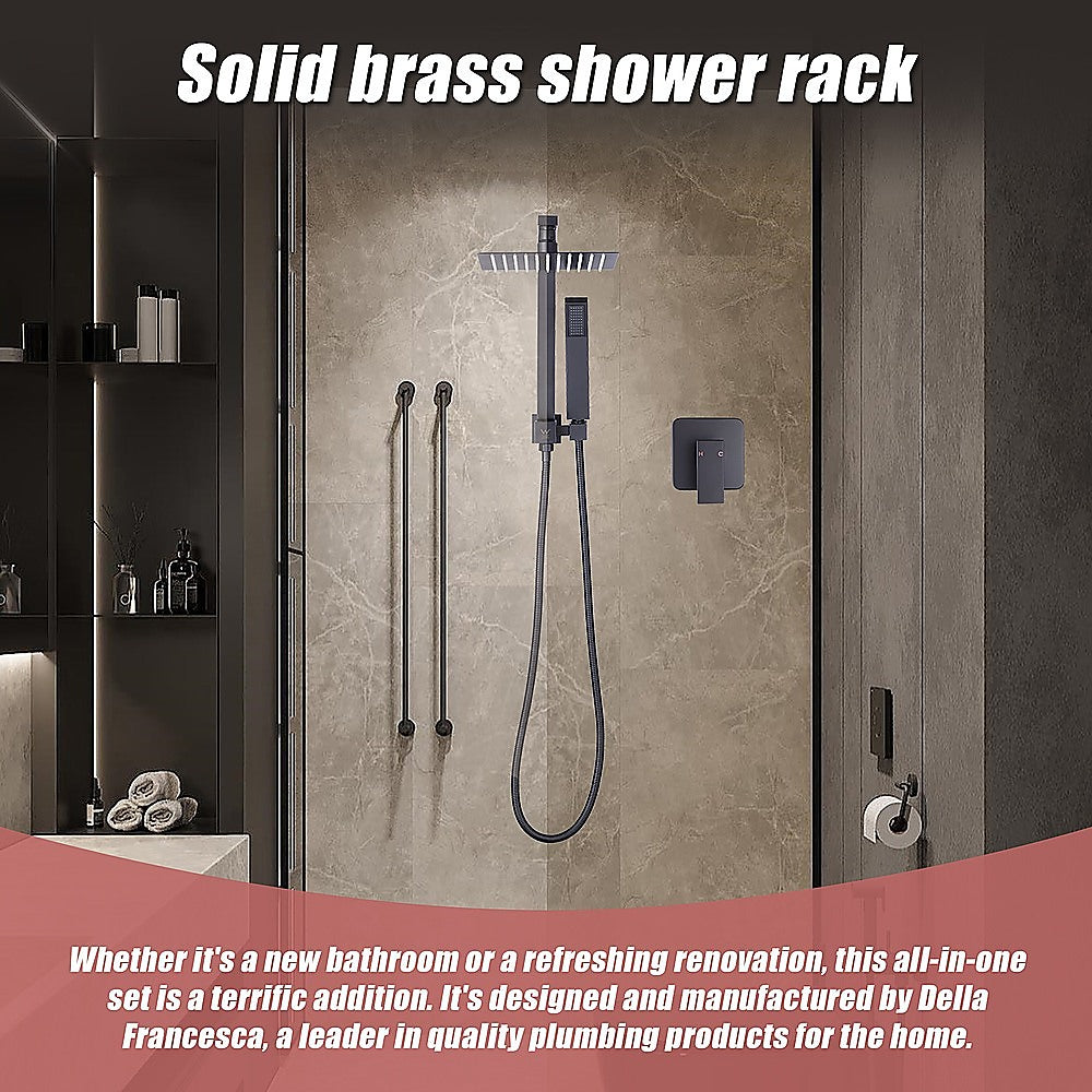 8" Rain Shower Head Set Square Dual Heads Faucet High Pressure With Mixer