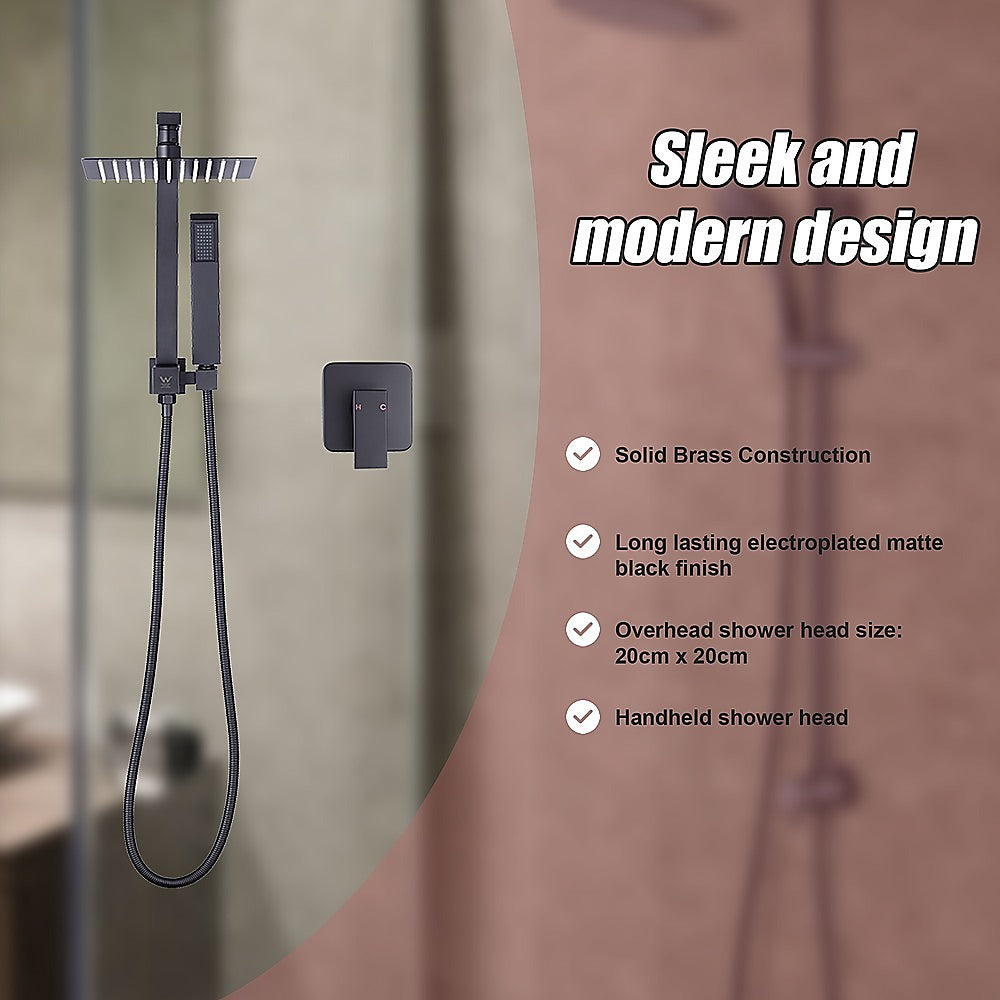 8" Rain Shower Head Set Square Dual Heads Faucet High Pressure With Mixer
