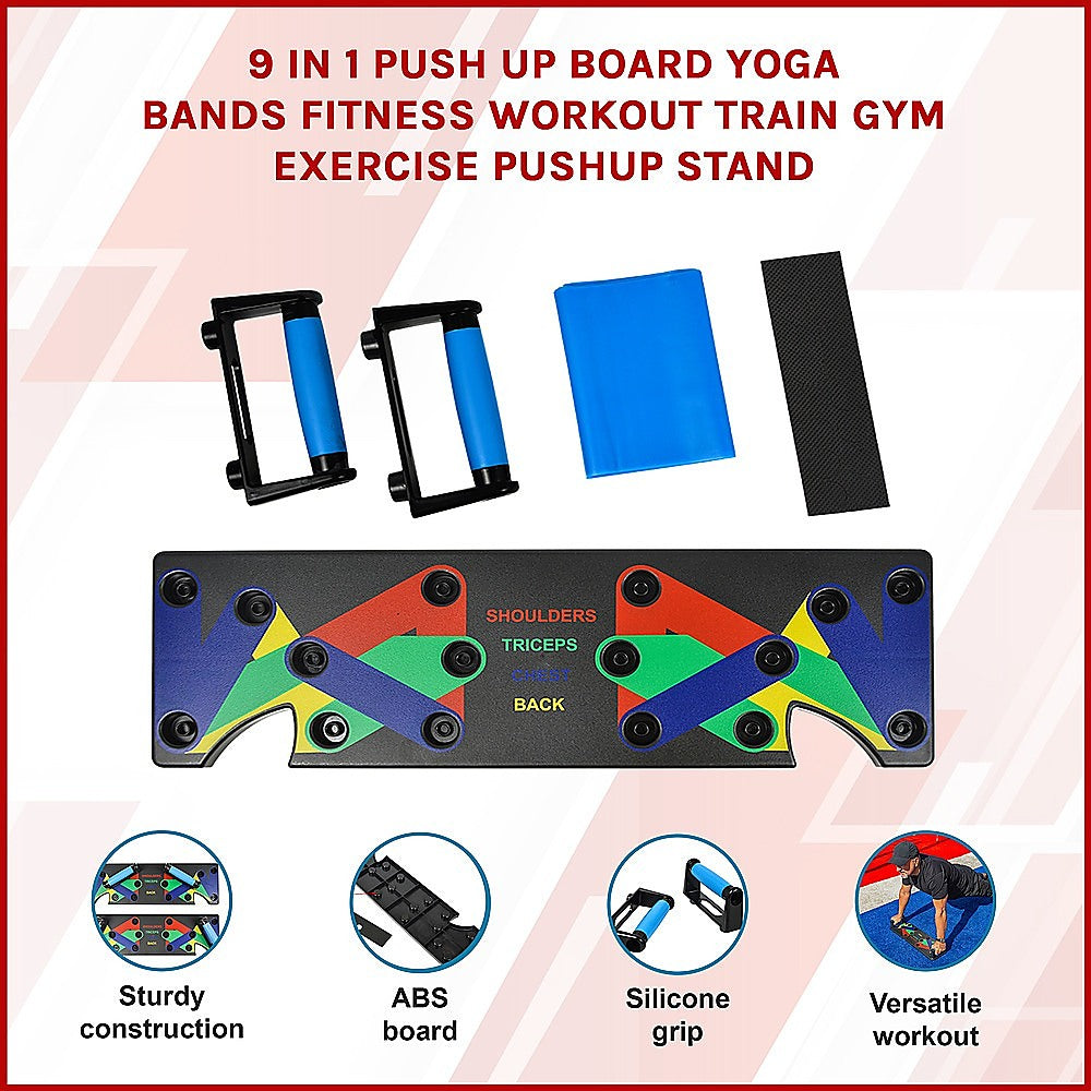 9-in-1 Push Up Board with Yoga Bands Fitness Stand with Gym Equipment & Accessories - photo 8