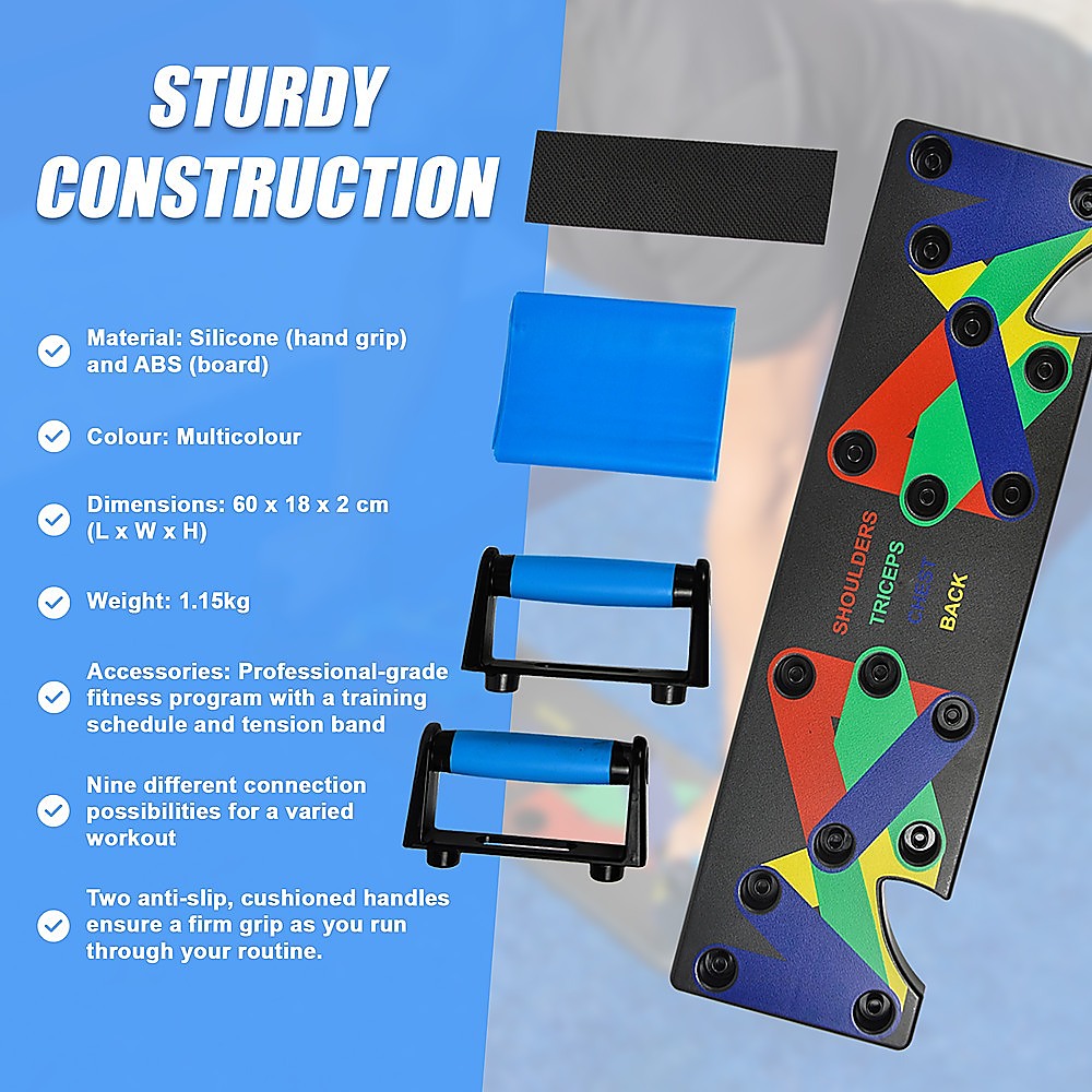 9-in-1 Push Up Board with Yoga Bands Fitness Stand, Gym Equipment & Accessories