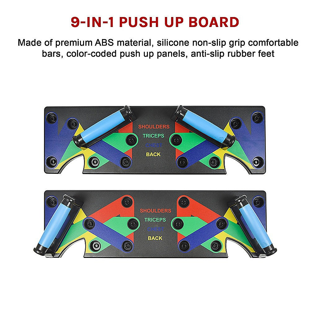 9-in-1 Push Up Board with Yoga Bands Fitness Stand with Gym Equipment & Accessories