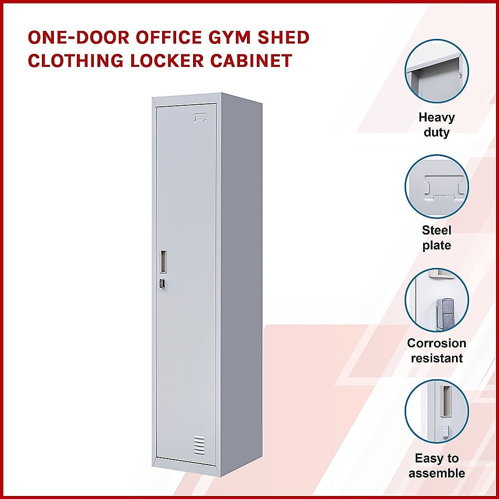 Grey Steel Office Locker Cabinet 180x38x45cm