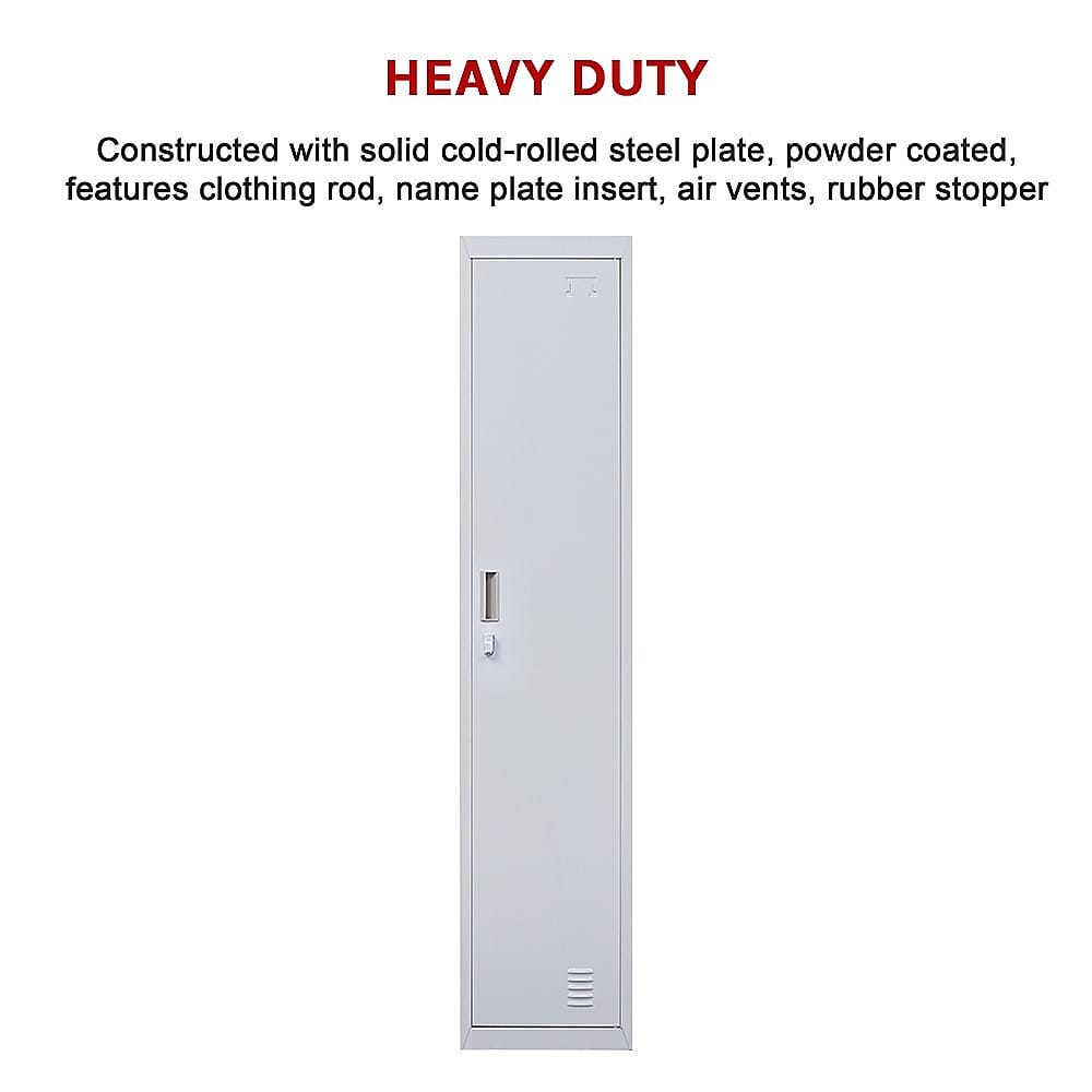 Grey Steel Office Locker Cabinet 180x38x45cm