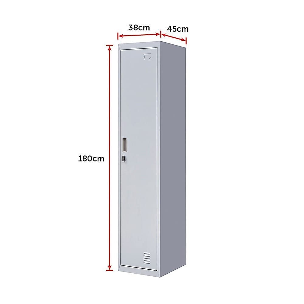 Grey Steel Office Locker Cabinet 180x38x45cm