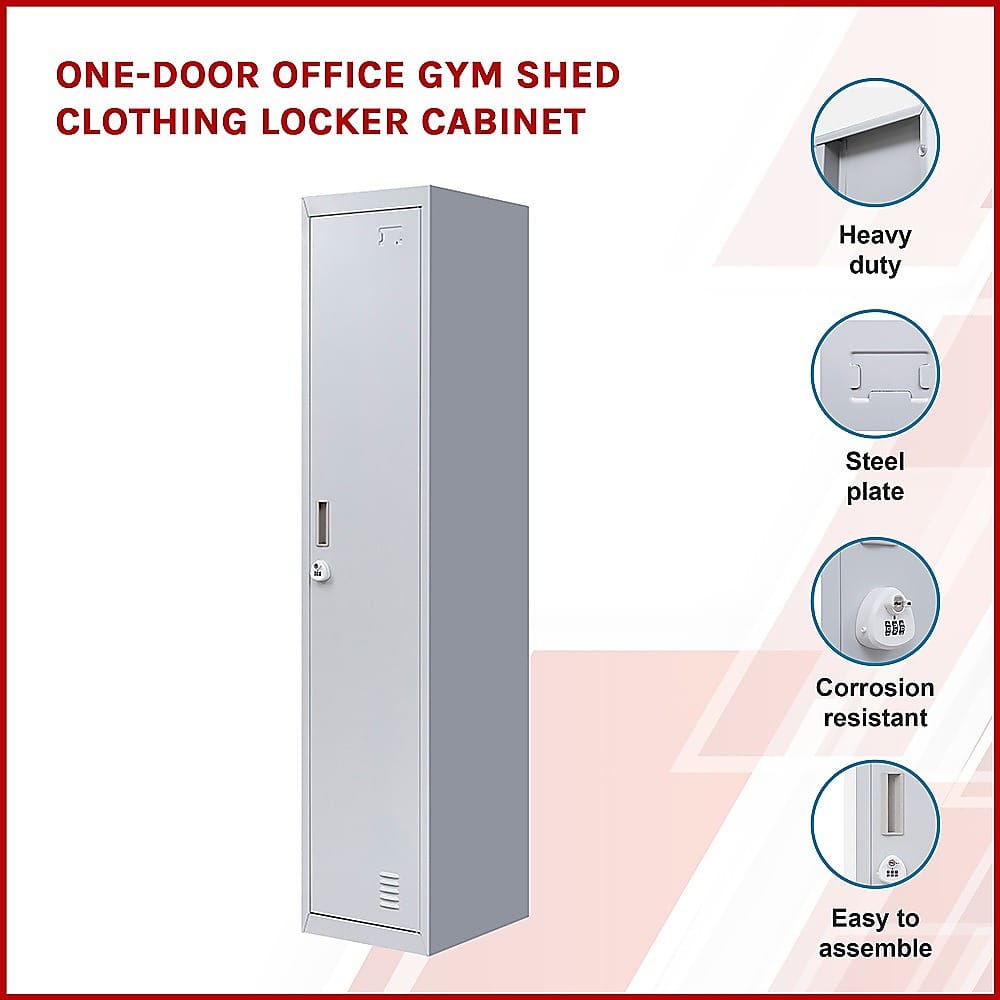 Office Storage Locker Cabinet Grey 180x38x45cm