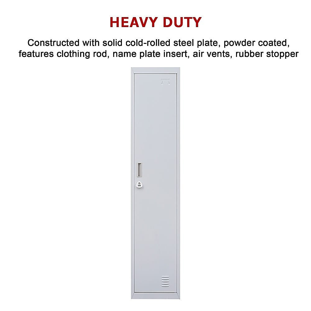 Office Storage Locker Cabinet Grey 180x38x45cm