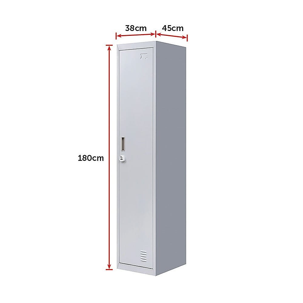 Office Storage Locker Cabinet Grey 180x38x45cm