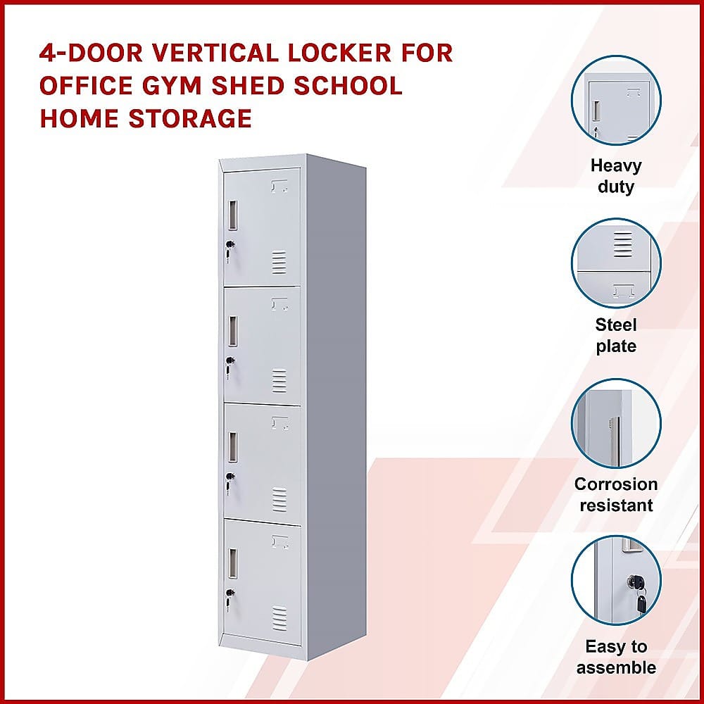 Vertical Storage Locker Grey 180x38x45cm