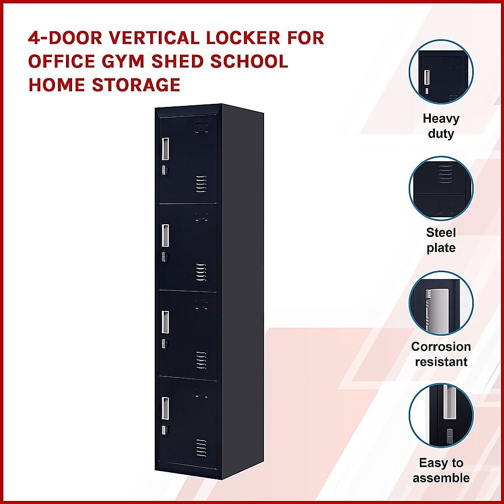 Vertical Storage Locker Black 180x38x45cm