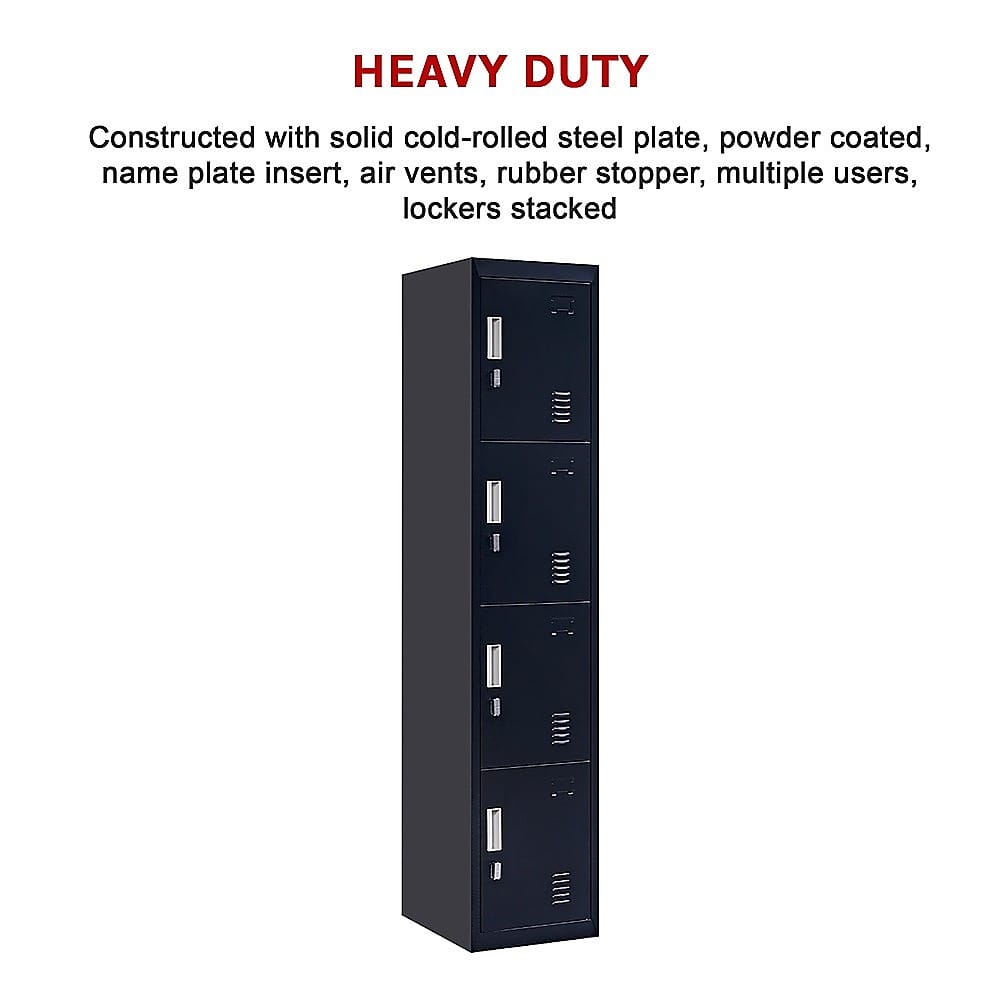 Vertical Storage Locker Black 180x38x45cm