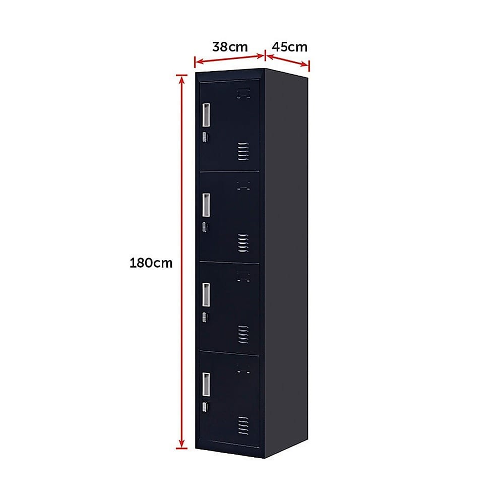 Vertical Storage Locker Black 180x38x45cm