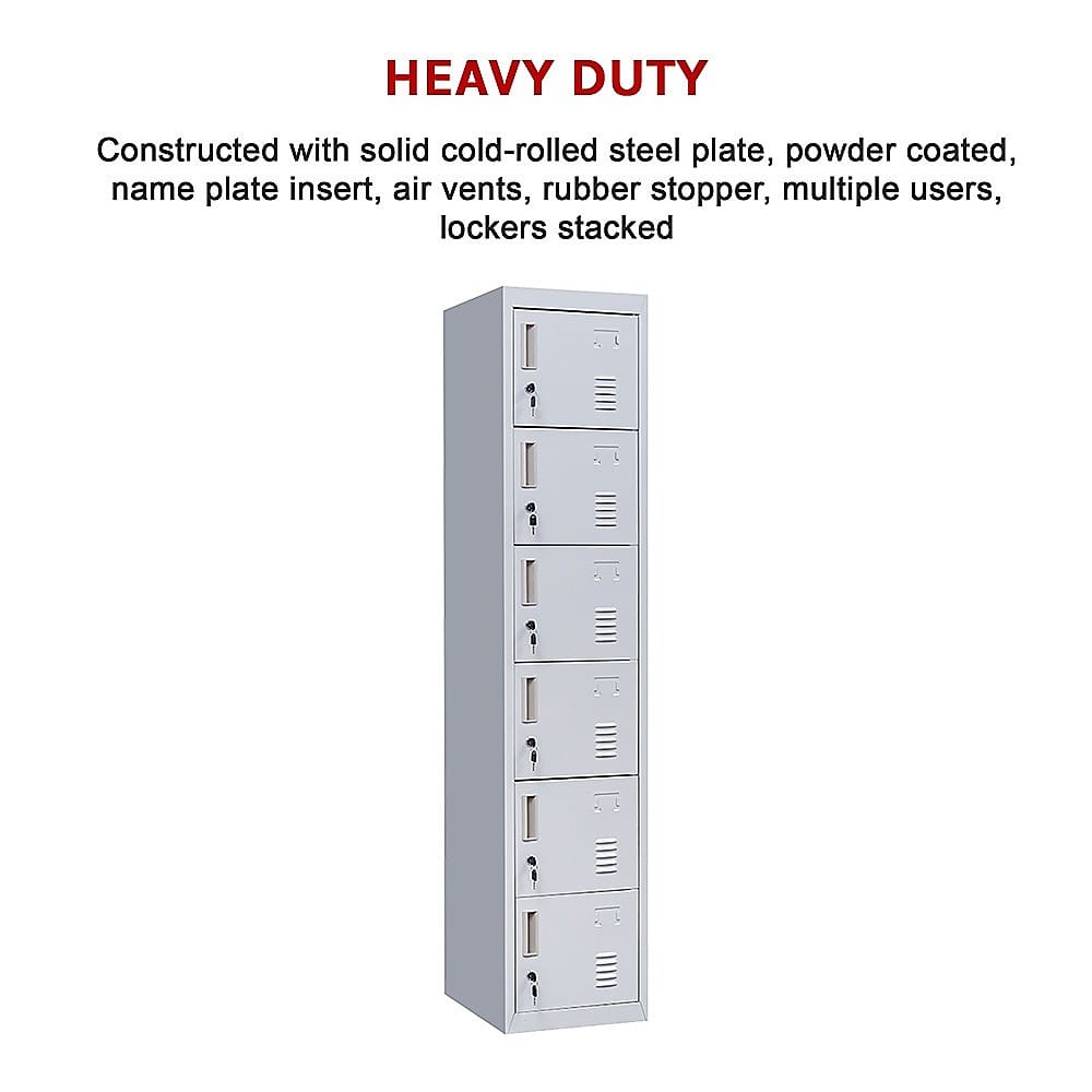 Grey Steel 6 Door Locker 1800x380x450cm