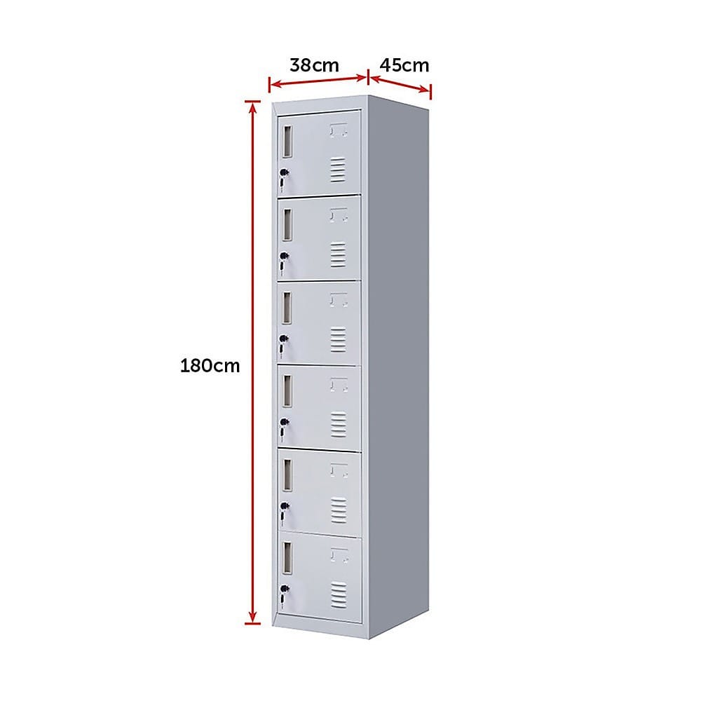Grey Steel 6 Door Locker 1800x380x450cm