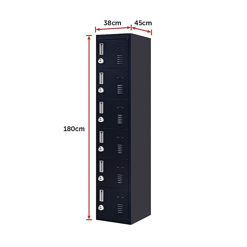Six-Door Vertical Cabinet Spacious Storage For Gym And Office