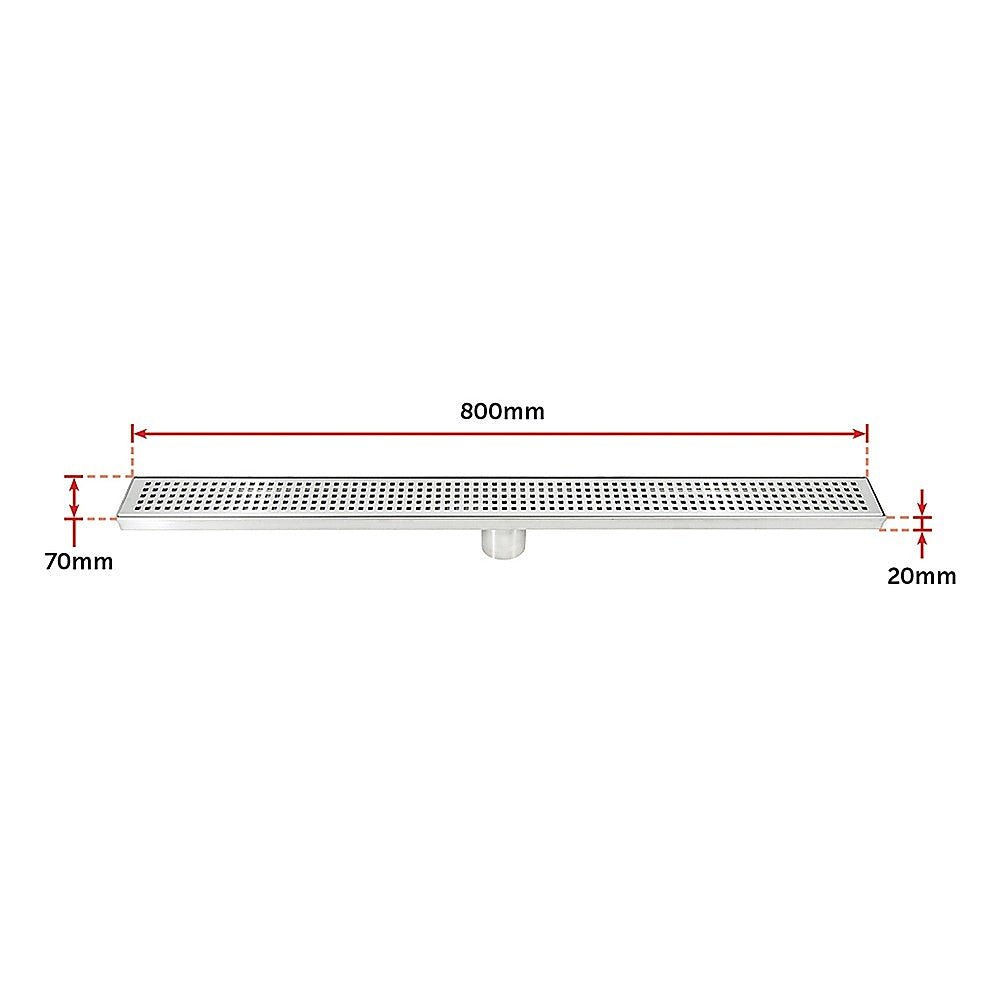 800Mm Stainless Steel Grate Shower Drain With Centre Outlet