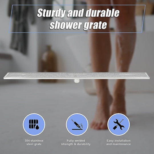 1200Mm Stainless Steel Grate Shower Drain Square Pattern | Kitchen & Bathroom DIY