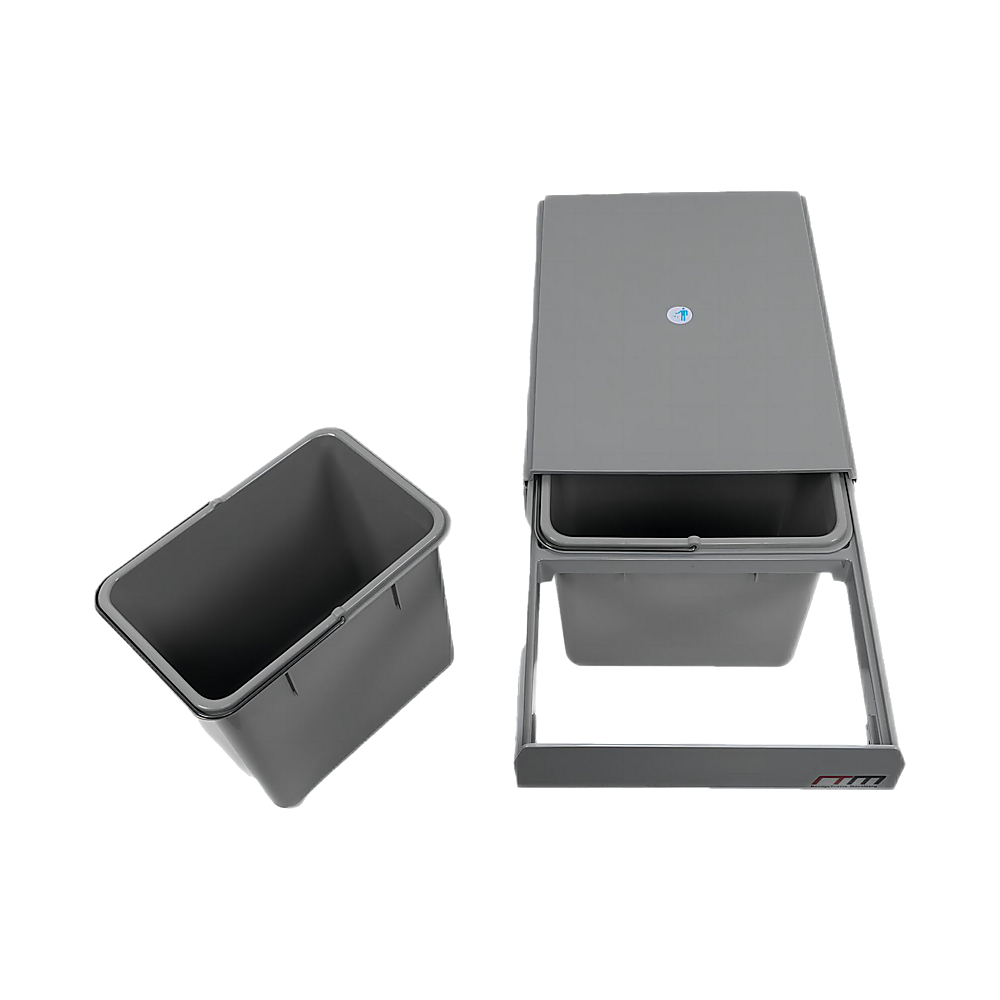 2X 15L Pull Out Trash Bin - Dual Kitchen Garbage Waste Cabinet