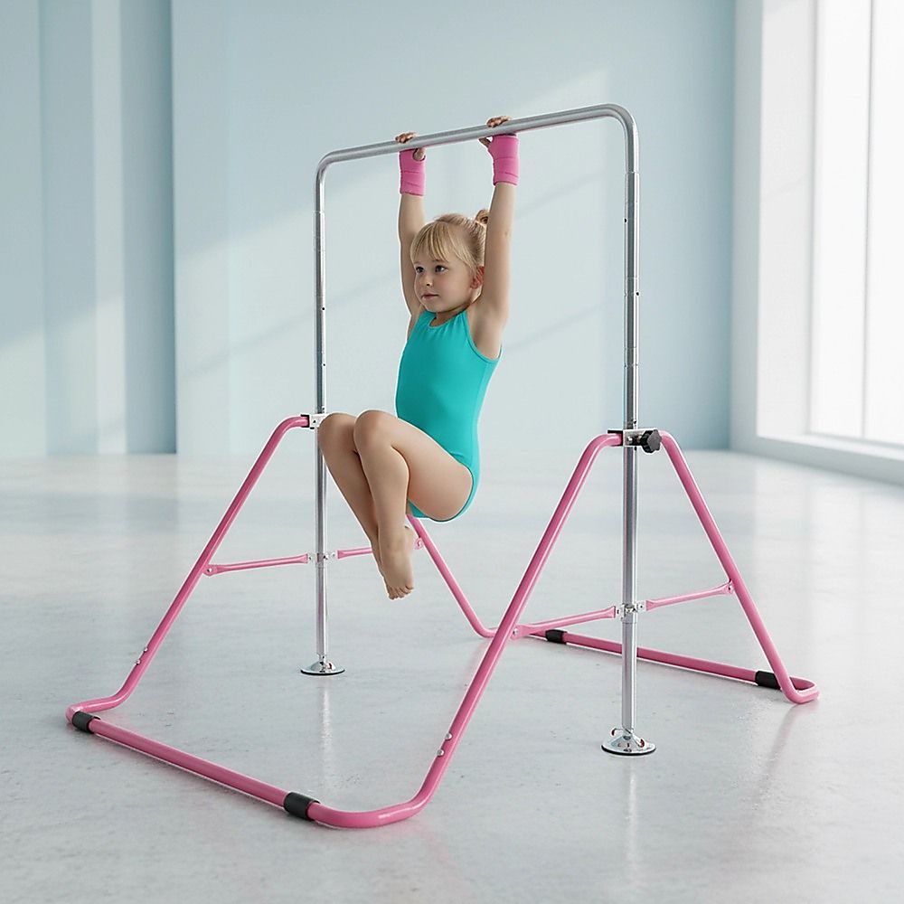 Kids Gymnastics Bars Training Horizontal Bar Monkey Kip Bar Pink