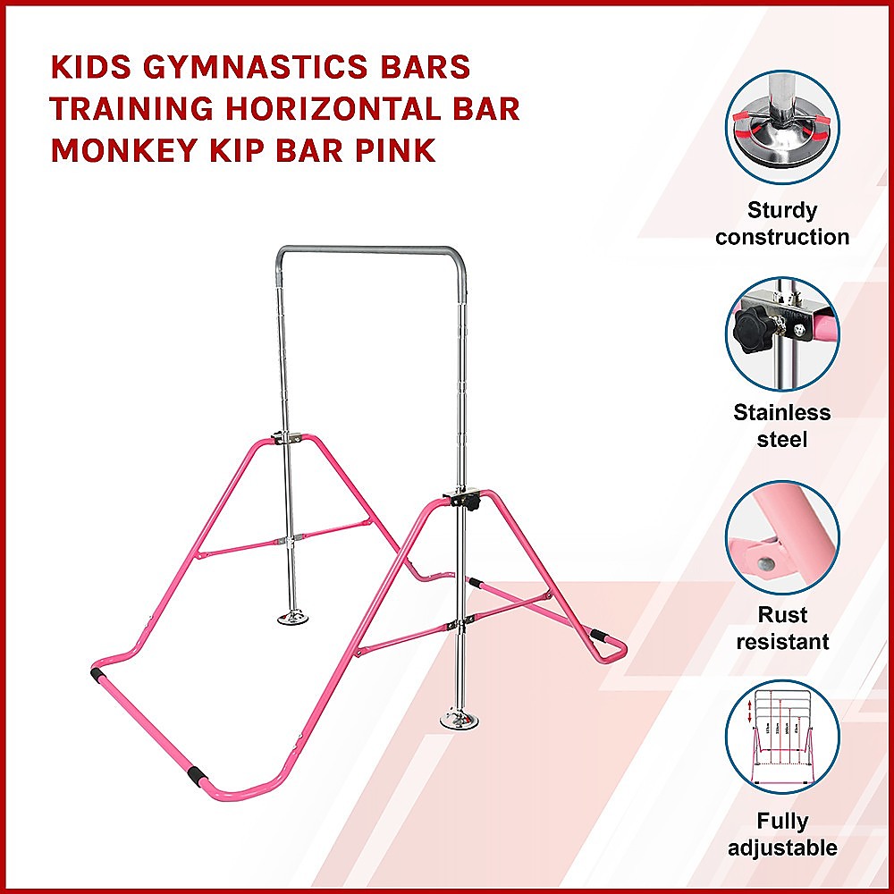 Kids Gymnastics Horizontal Bar - Monkey Kip Bar Pink