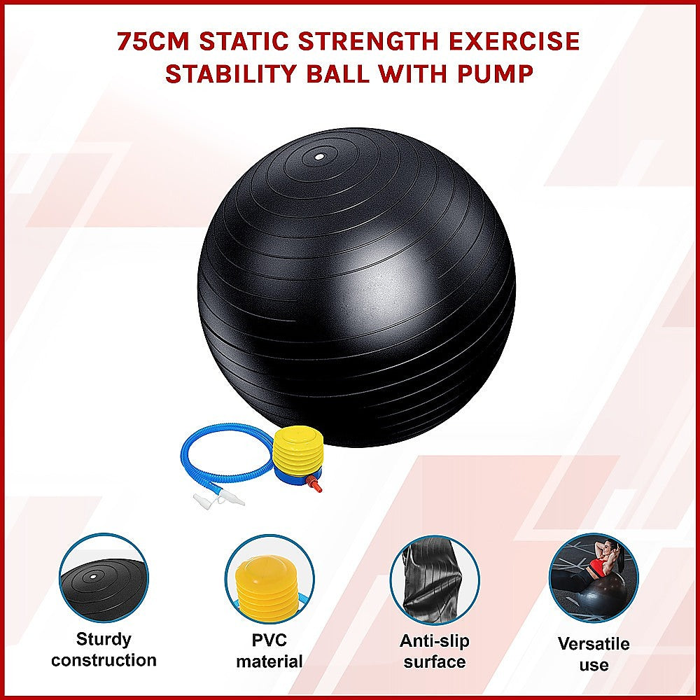 Yoga & Pilates - 75Cm Static Strength Exercise Stability Ball With Pump - photo 11