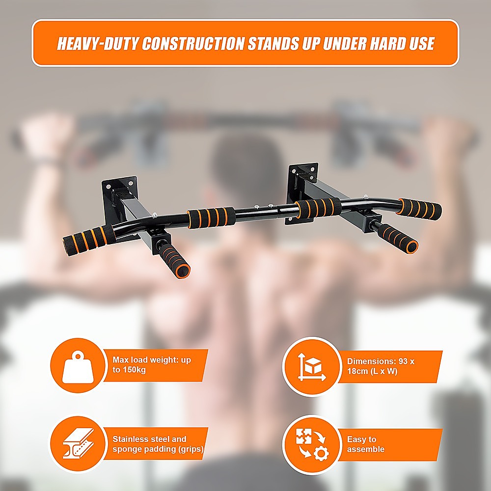 Wall Mounted Pull Up Chin Bar Heavy Duty Strength Training Gear | Gym Equipment & Accessories