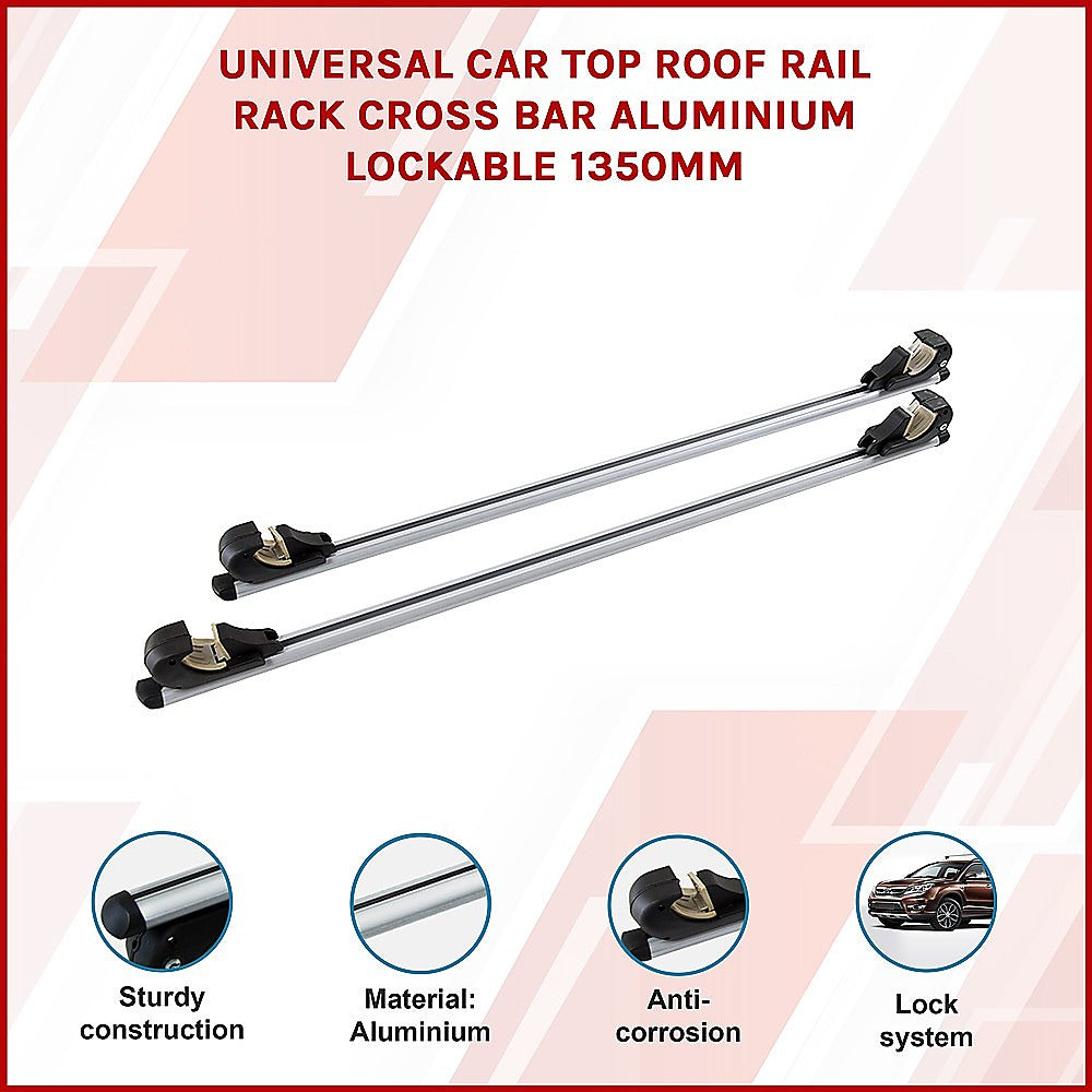 Car Top Roof Rail Rack Cross Bar Aluminium Lockable 1350Mm