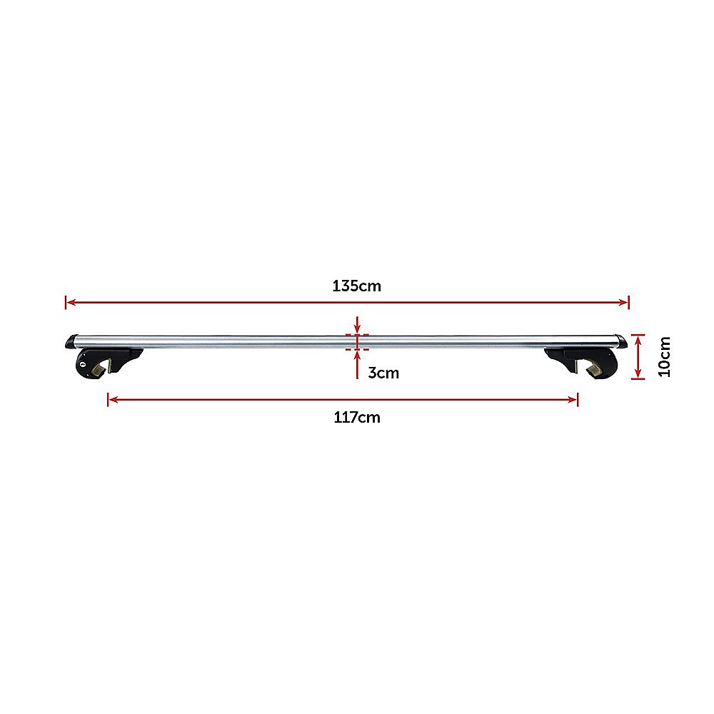 Car Top Roof Rail Rack Cross Bar Aluminium Lockable 1350Mm