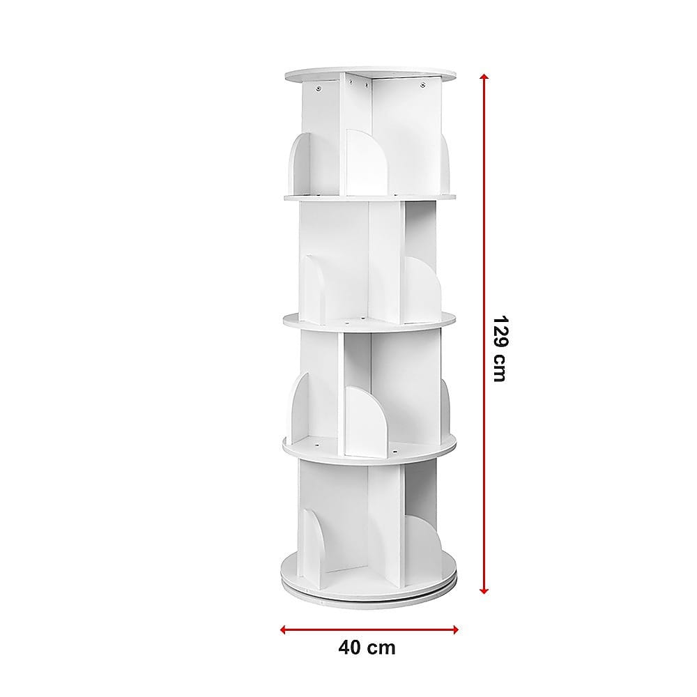Rotating Bookcase Shelf White 129x40cm