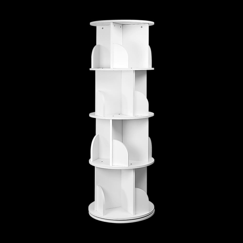 Rotating Bookcase Shelf White 129x40cm
