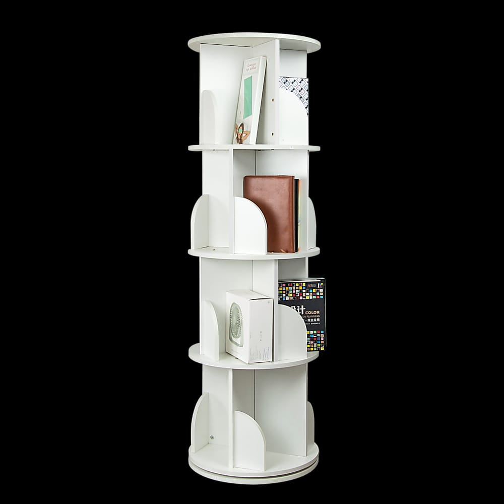 Rotating Bookcase Shelf White 129x40cm