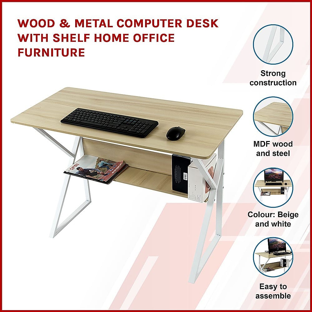 Computer Desk With Shelf 100x60x72cm